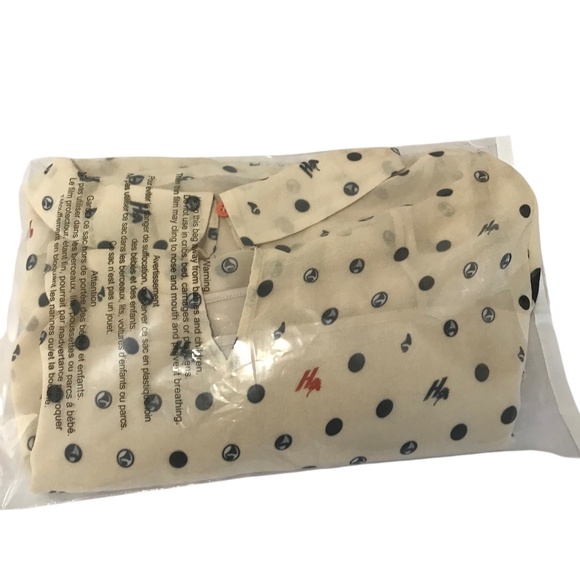 Women's Semi Sheer Polka Dot Blouse With Mock Turtleneck Light Cream/Beige Small - Picture 12 of 12